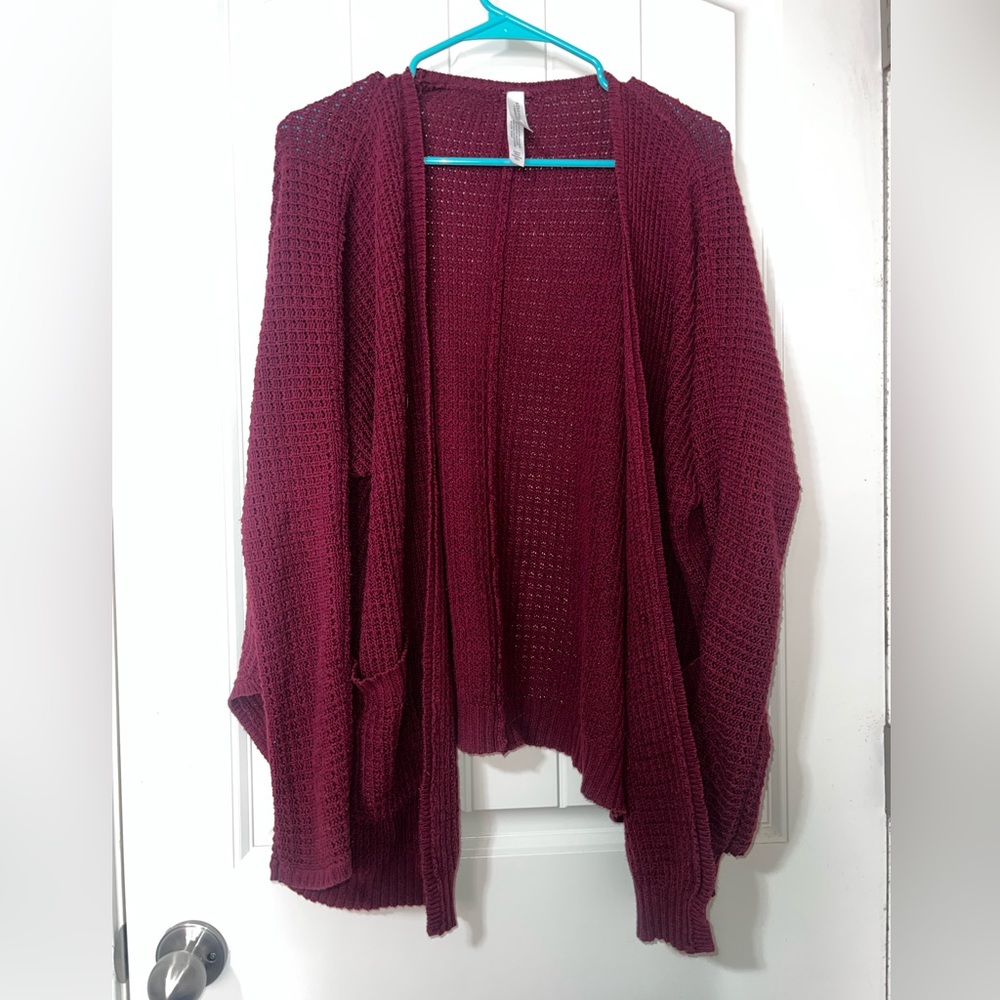Burgundy knit cardigan